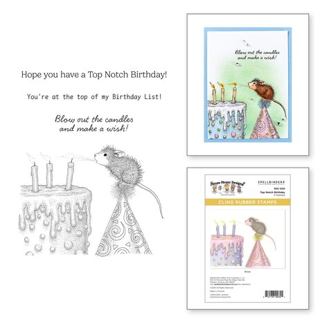 Spellbinders House-Mouse Designs Top Notch Birthday Cling Rubber Stamp (RSC-050) Spellbinders House-Mouse Designs Top Notch Birthday Cling Rubber Stamp (RSC-050)
