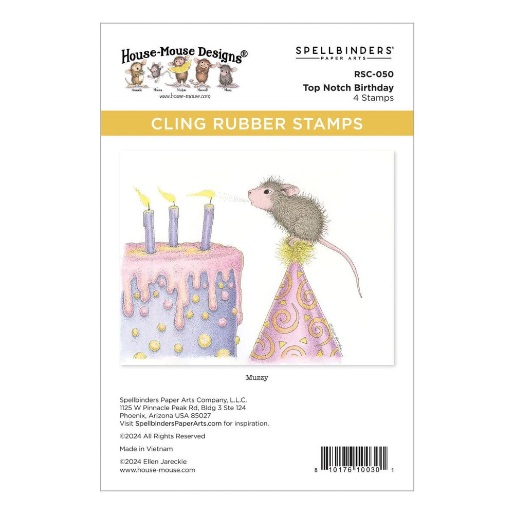 Spellbinders House-Mouse Designs Top Notch Birthday Cling Rubber Stamp (RSC-050) Spellbinders House-Mouse Designs Top Notch Birthday Cling Rubber Stamp (RSC-050)