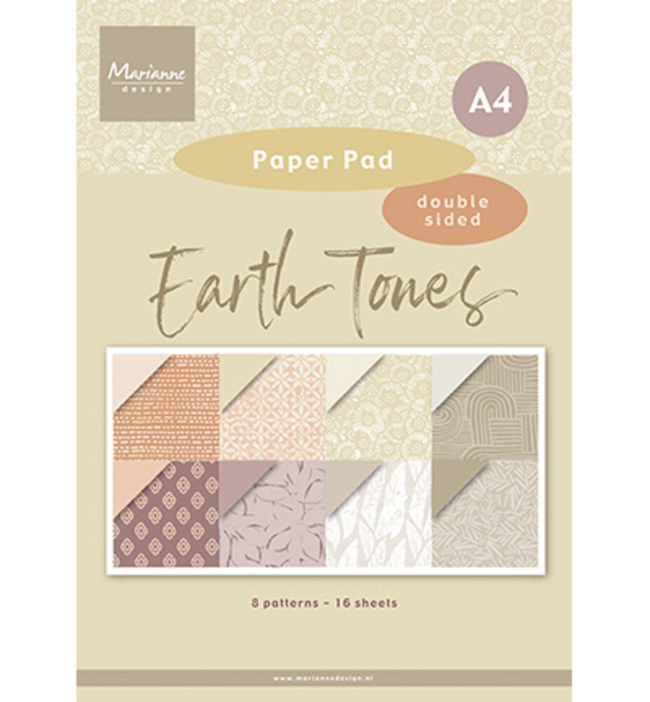 Marianne Design Earth Tones A4 Pretty Papers Bloc (PK9204) Marianne Design Earth Tones A4 Pretty Papers Bloc (PK9204)