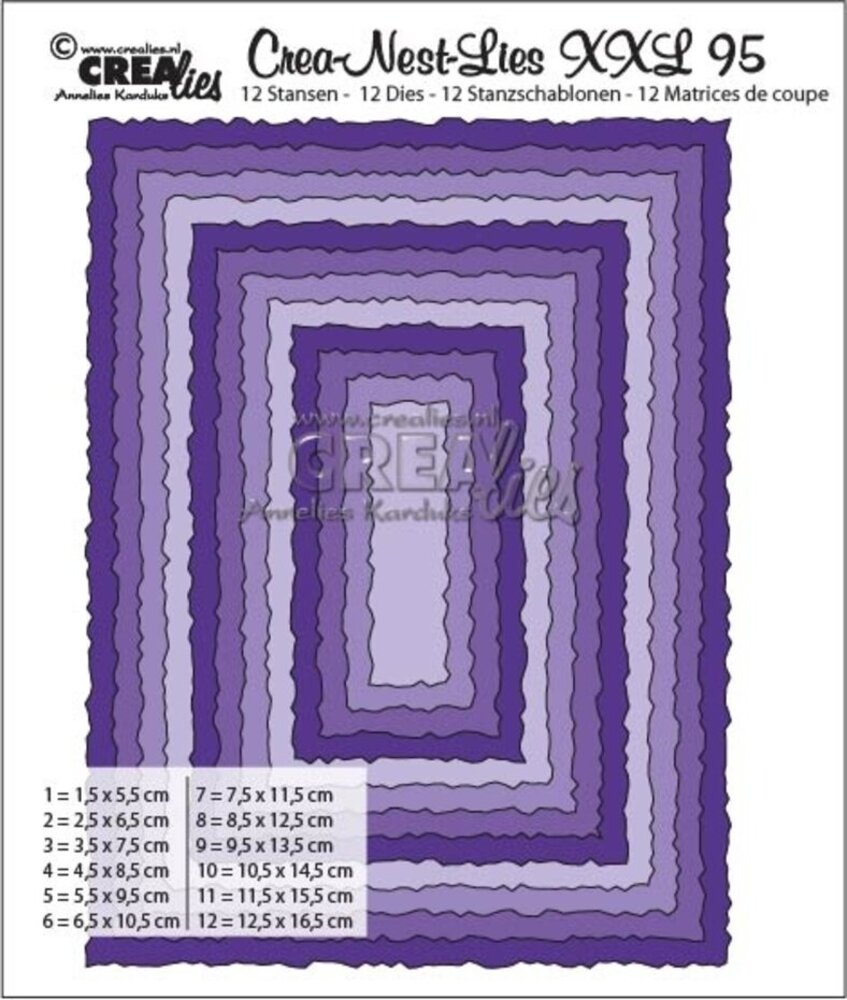 Crealies Nest Dies Rectangles Rough Edges (CLNestXXL95)