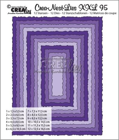 Crealies Nest Dies Rectangles Rough Edges (CLNestXXL95)