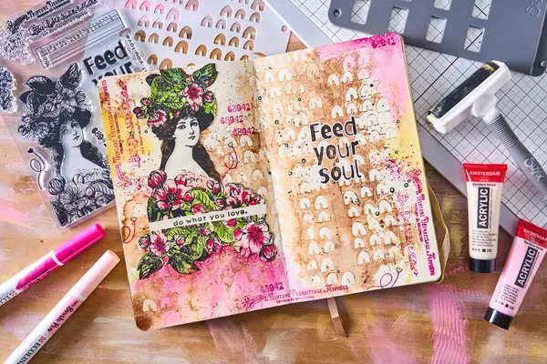 Sizzix Studio Cat Kerr Clear Stamps with Stencils Feed your Soul (666755) Sizzix Studio Cat Kerr Clear Stamps with Stencils Feed your Soul (666755)