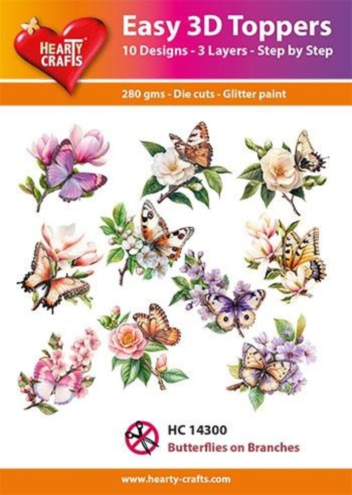 Hearty Crafts Easy 3D Toppers Butterflies on Branches (HC14300) Hearty Crafts Easy 3D Toppers Butterflies on Branches (HC14300)