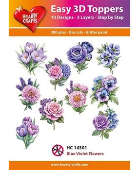 Hearty Crafts Easy 3D Toppers Blue Violet Flowers (HC14301)