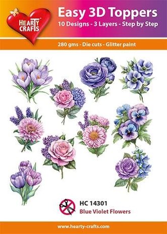 Hearty Crafts Easy 3D Toppers Blue Violet Flowers (HC14301)