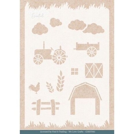 Card Deco Mixed Media Stencil Farm Landscape (CDEST061)