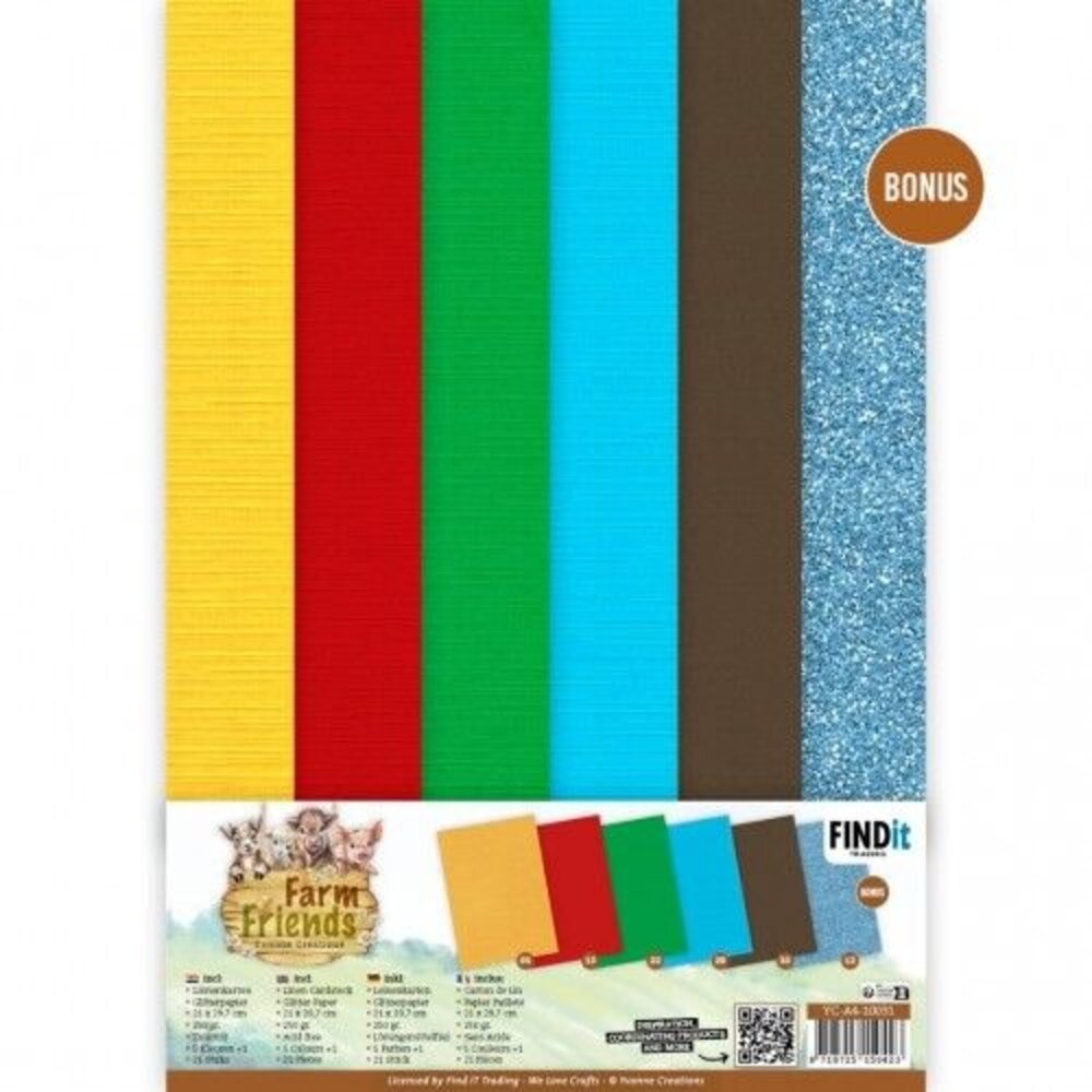 Yvonne Creations Farm Friends A4 Linen Cardstock Pack (YC-A4-10031)