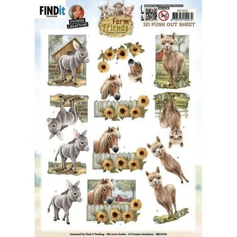 Yvonne Creations Farm Friends 3D Push Out Donkey (SB11018)