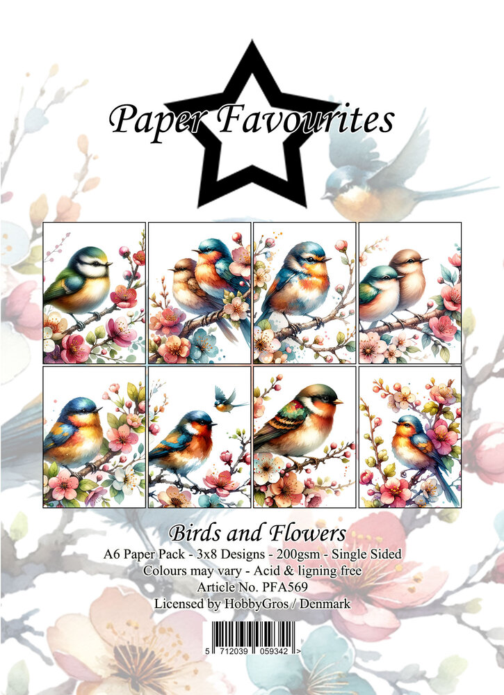 Paper Favourites Birds and Flowers A6 Paper Pad (PFA569)