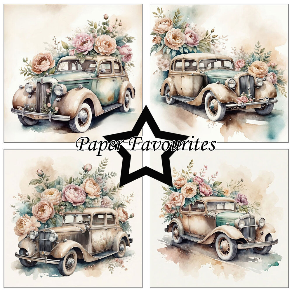 Paper Favourites Vintage Car 6x6 Inch Paper Pad (PF531)