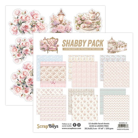 ScrapBoys Shabby Pack 8x8 Inch Paper Pad (SB-SHPA-10) ScrapBoys Shabby Pack 8x8 Inch Paper Pad (SB-SHPA-10)