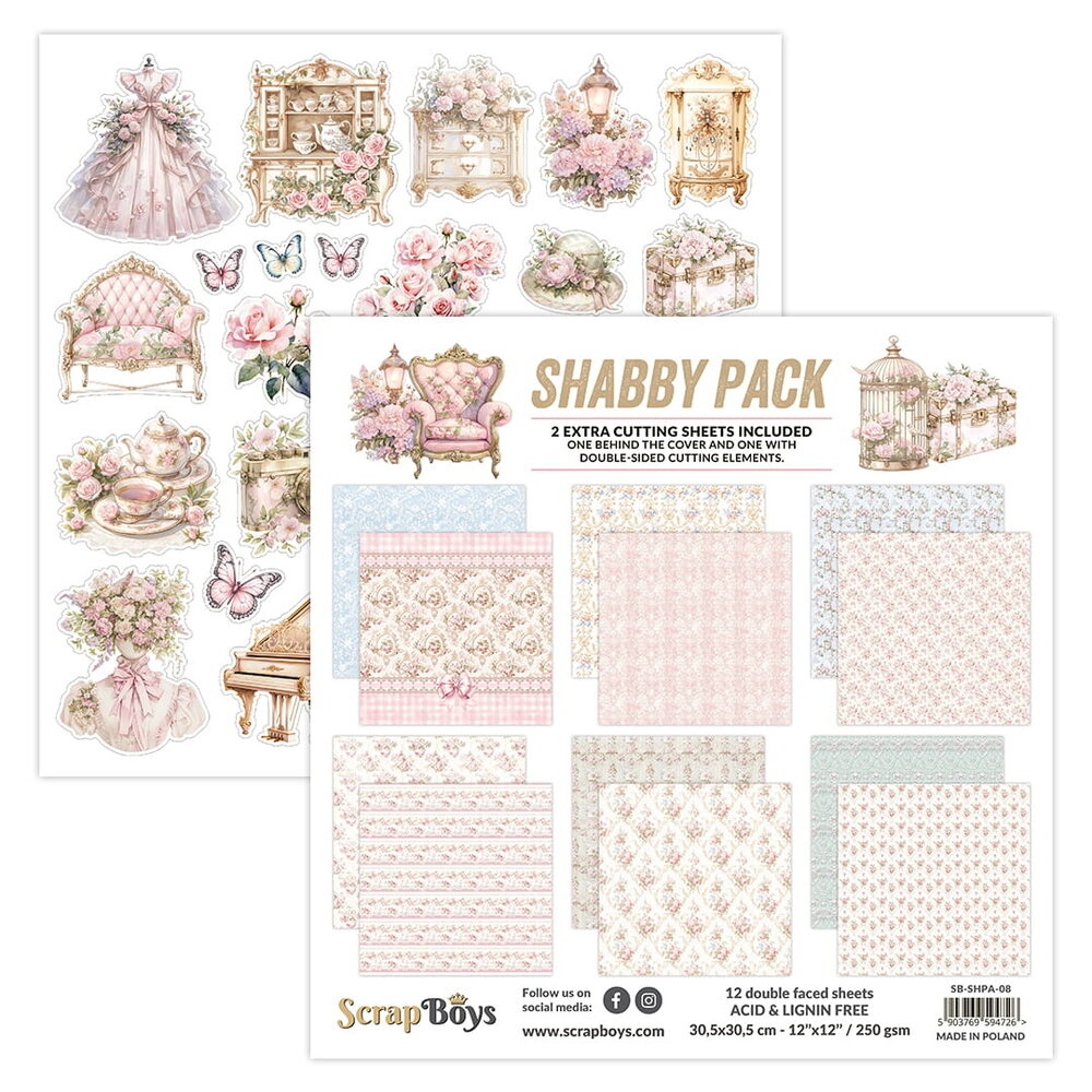ScrapBoys Shabby Pack 8x8 Inch Paper Pad (SB-SHPA-10) ScrapBoys Shabby Pack 8x8 Inch Paper Pad (SB-SHPA-10)