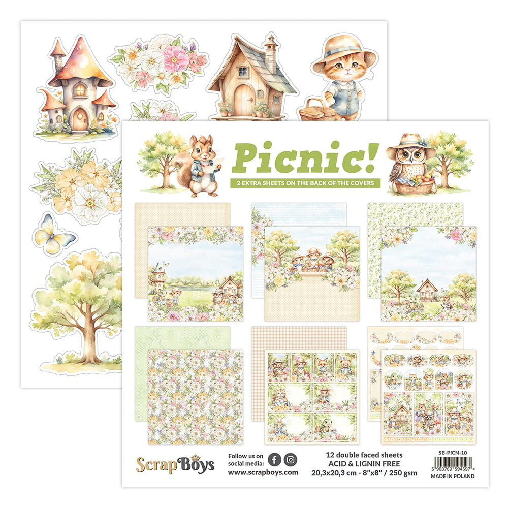 ScrapBoys Picnic! 8x8 Inch Paper Pad (SB-PICN-10) ScrapBoys Picnic! 8x8 Inch Paper Pad (SB-PICN-10)