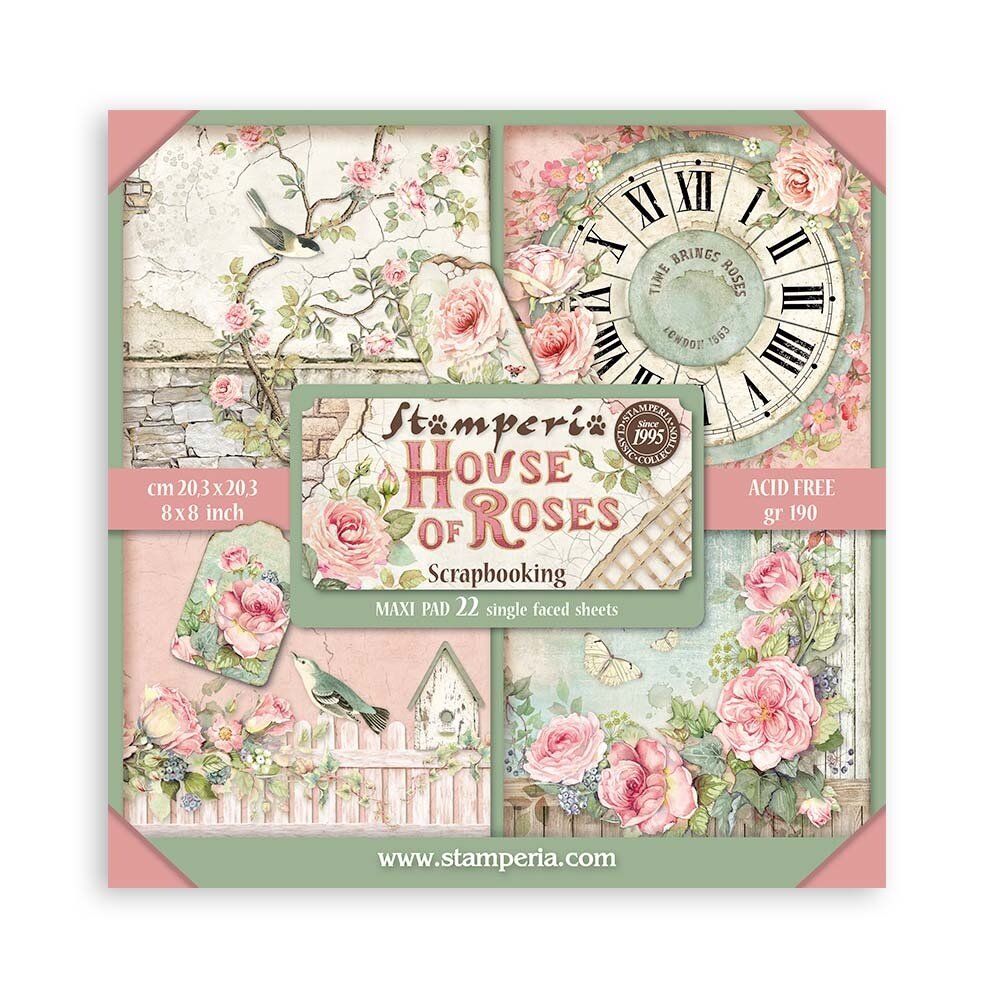 Stamperia House of Roses 8x8 Inch Single Face Paper Pack (SBBSXB11)