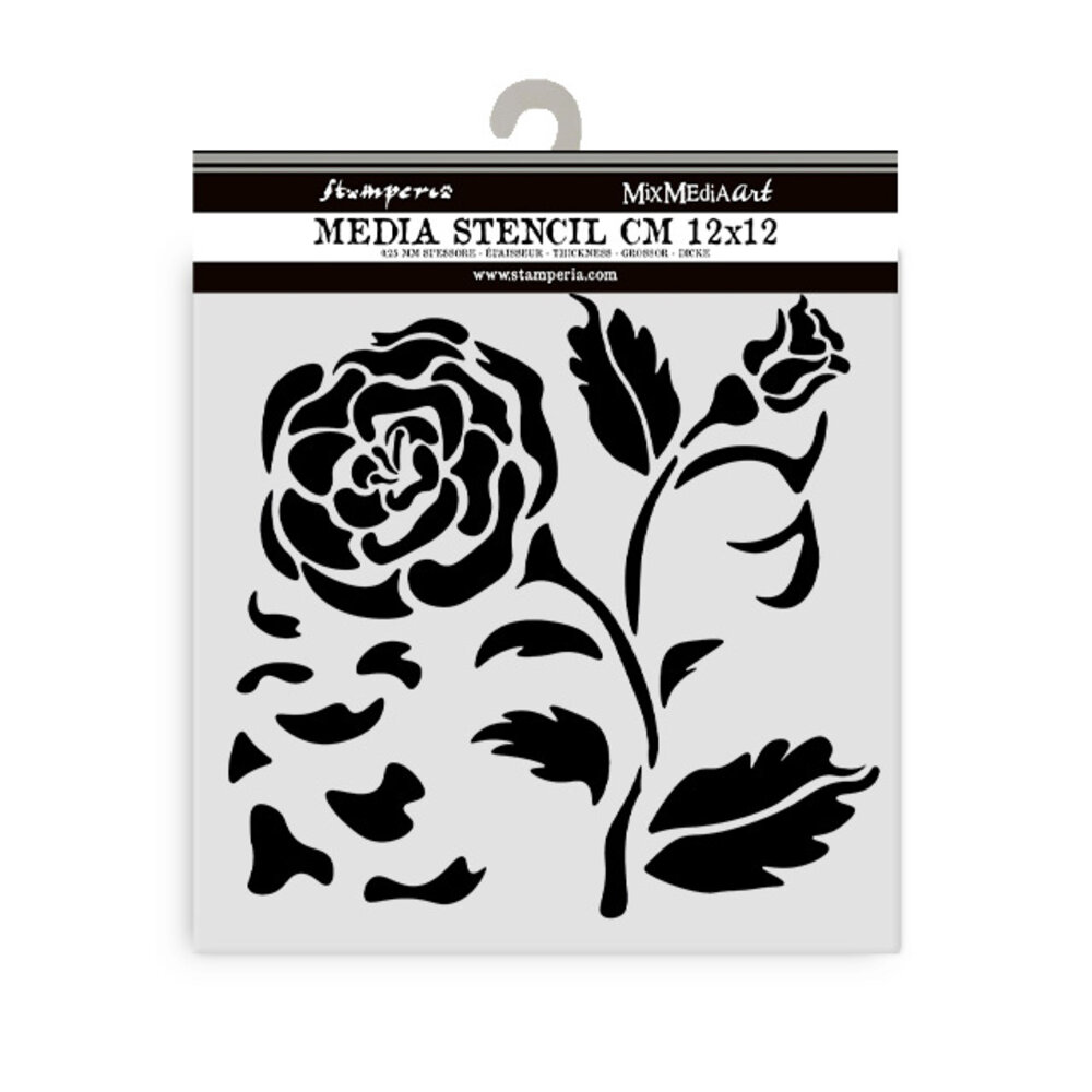 Stamperia House of Roses Thick Stencil 12X12cm Big Rose (KSTDS36) Stamperia House of Roses Thick Stencil 12X12cm Big Rose (KSTDS36)