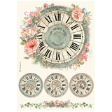 Stamperia House of Roses A4 Rice Paper Clock (DFSA41021)