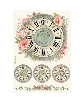 Stamperia House of Roses A4 Rice Paper Clock (DFSA41021) Stamperia House of Roses A4 Rice Paper Clock (DFSA41021)
