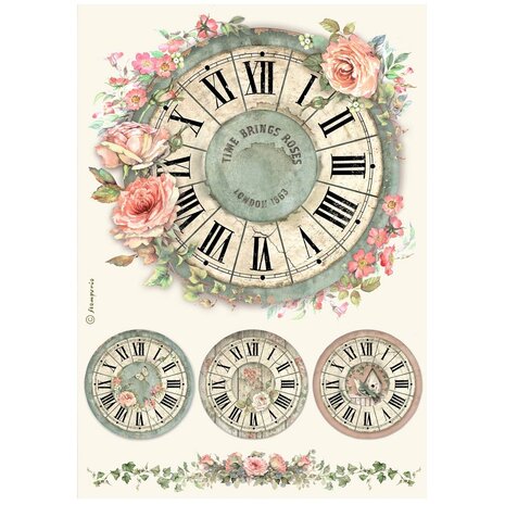 Stamperia House of Roses A4 Rice Paper Clock (DFSA41021) Stamperia House of Roses A4 Rice Paper Clock (DFSA41021)