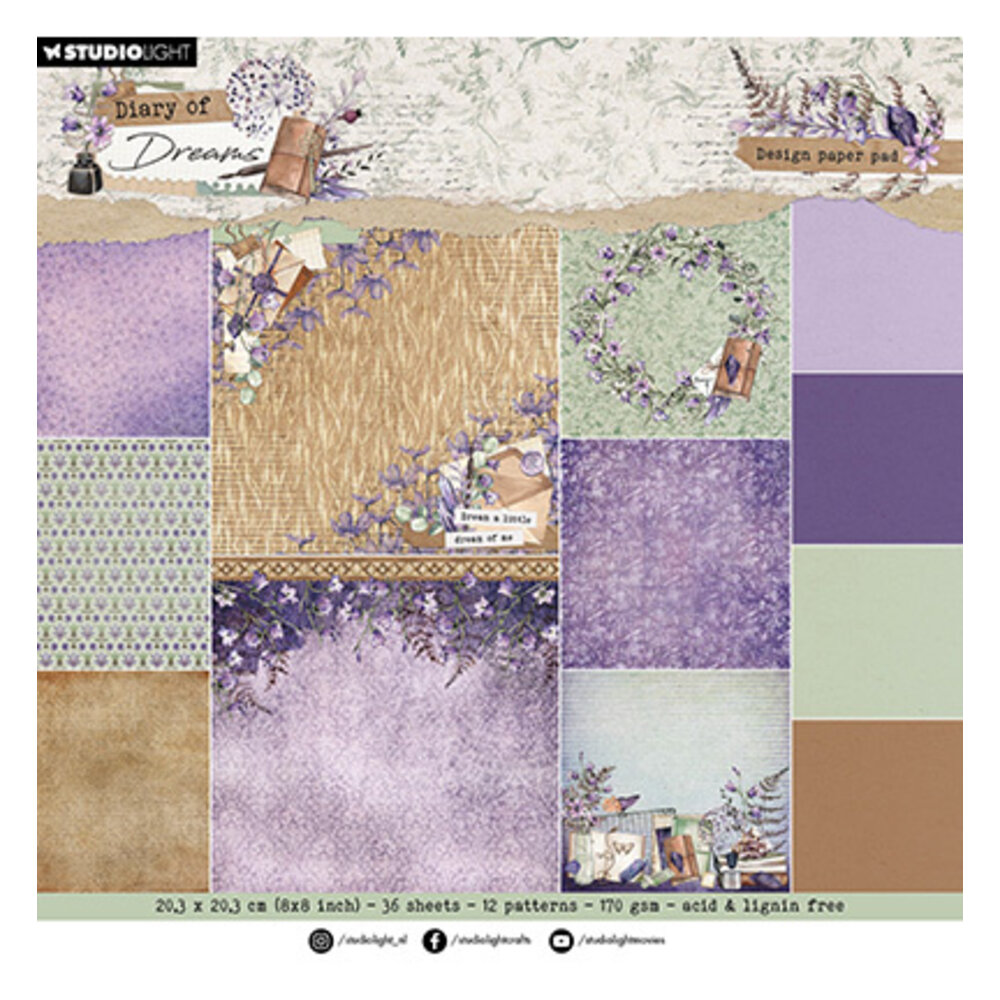 Studio Light Diary of Dreams 8x8 Inch Background Paper Pad (SL-DD-DPP2 ...