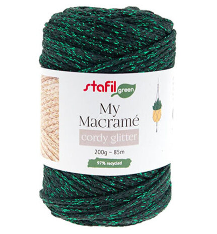 Stafil Macramé Cordy Glitter Dark Green (108064-14) Stafil Macramé Cordy Glitter Dark Green (108064-14)