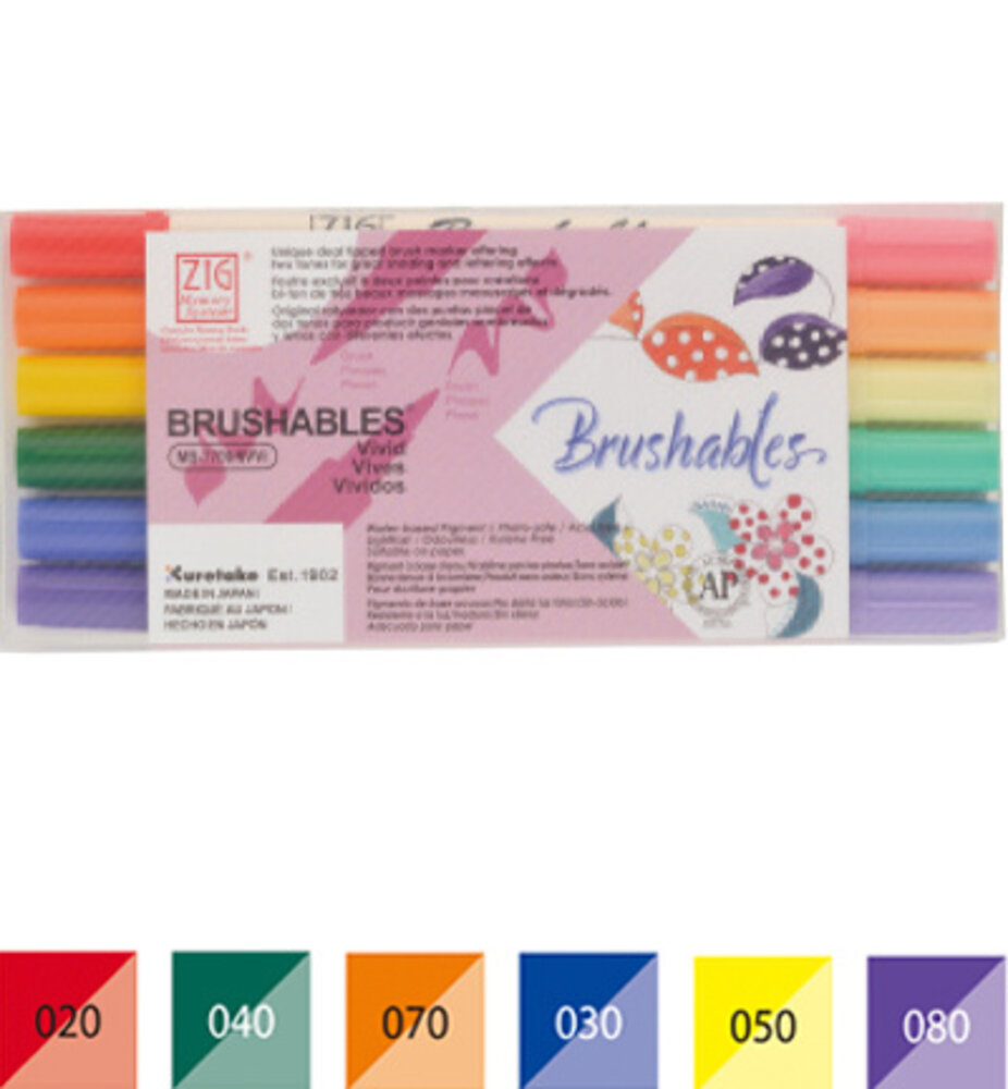 ZIG Brushables Set 6 Vivid Colors (MS-7700/6VVI) ZIG Brushables Set 6 Vivid Colors (MS-7700/6VVI)