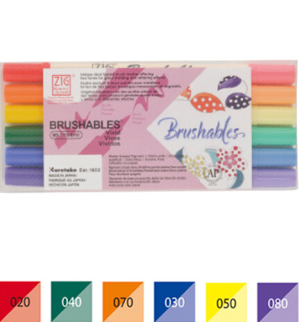 ZIG Brushables Set 6 Vivid Colors (MS-7700/6VVI) ZIG Brushables Set 6 Vivid Colors (MS-7700/6VVI)
