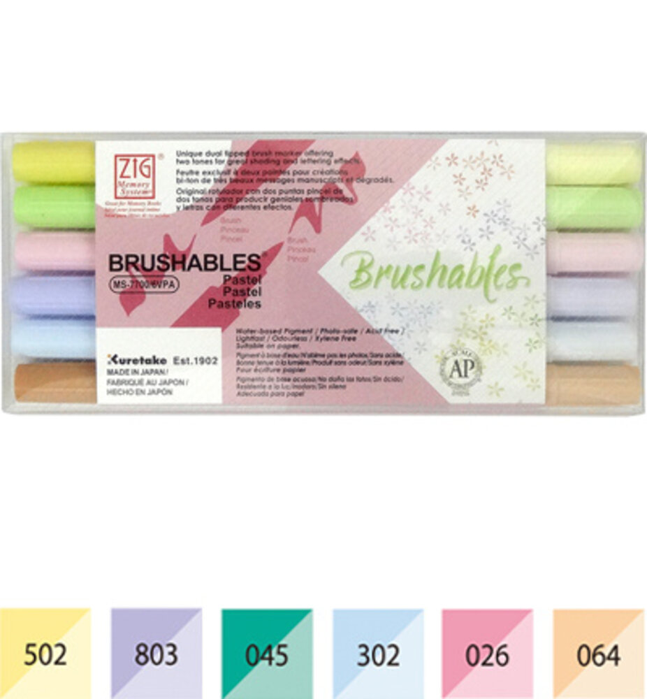 ZIG Brushables Set 6 Pastel Colors (MS-7700/6VPA) ZIG Brushables Set 6 Pastel Colors (MS-7700/6VPA)