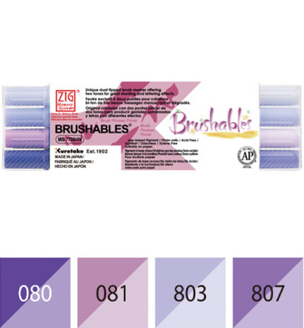 ZIG Brushables Set 4 Purple Colors (MS-7700/4VPU) ZIG Brushables Set 4 Purple Colors (MS-7700/4VPU)