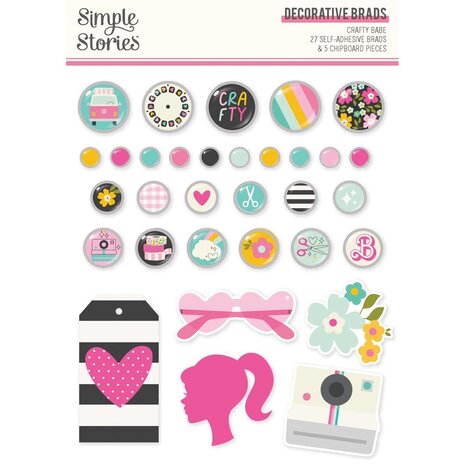 Simple Stories Crafty Babe Decorative Brads (24312)