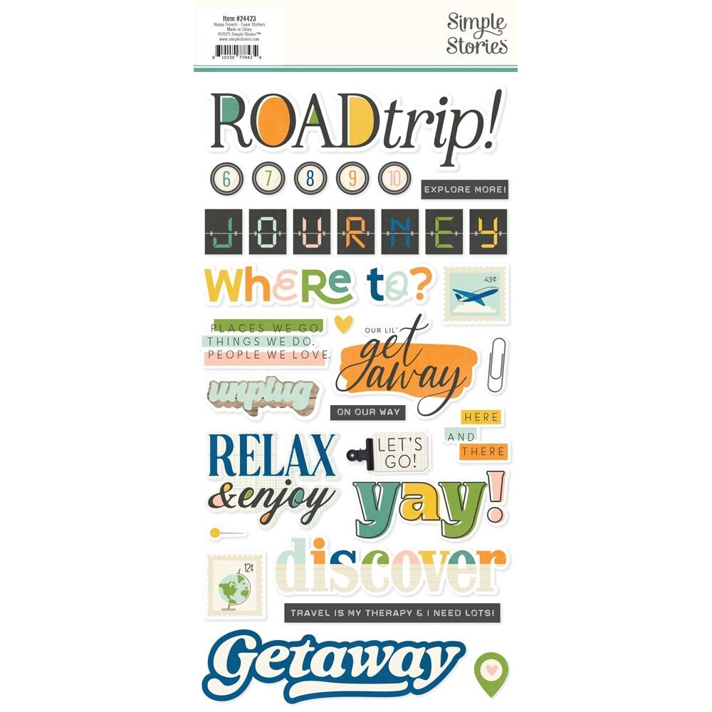 Simple Stories Happy Travels Foam Stickers (24423)