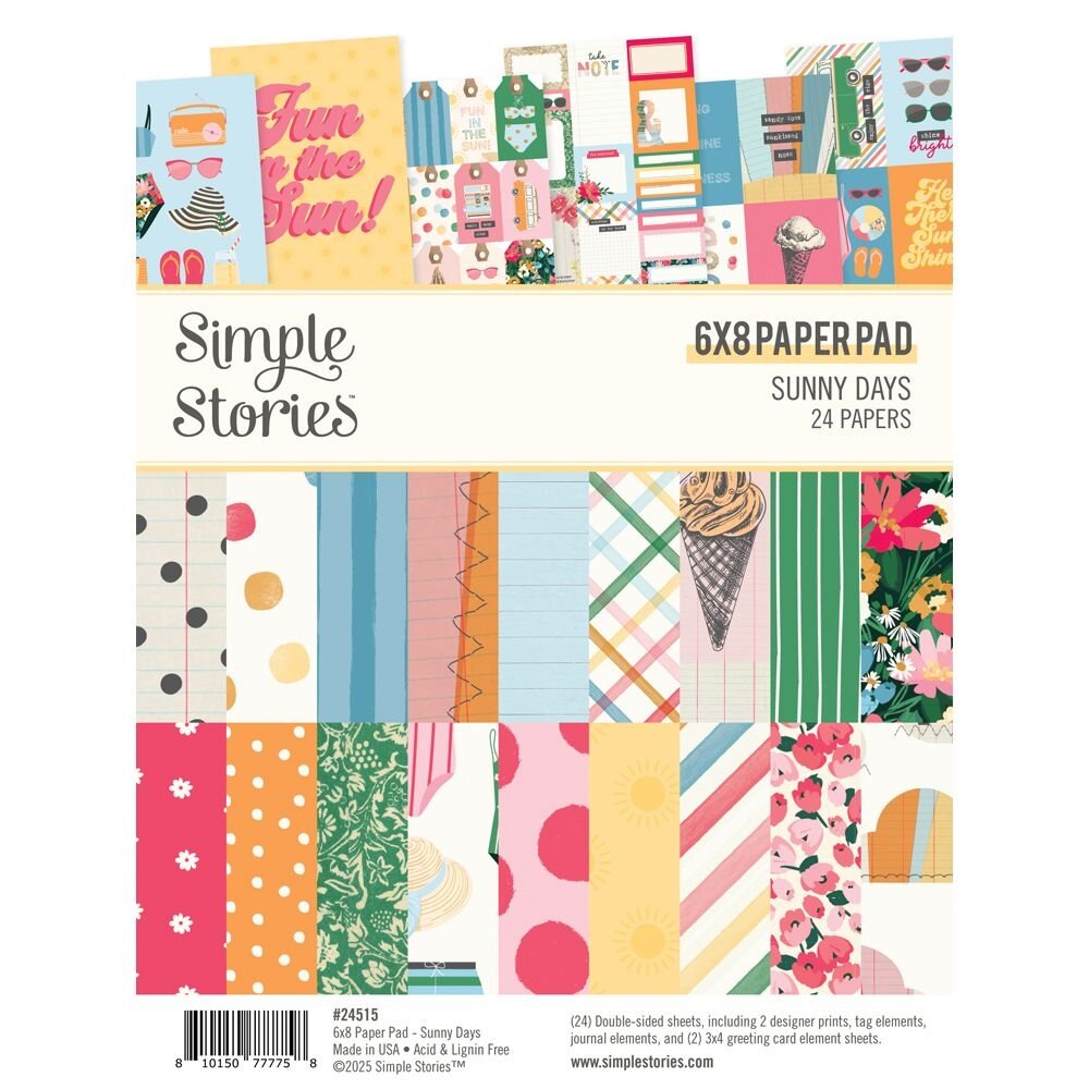 Simple Stories Sunny Days 6x8 Inch Paper Pad (24515) Simple Stories Sunny Days 6x8 Inch Paper Pad (24515)