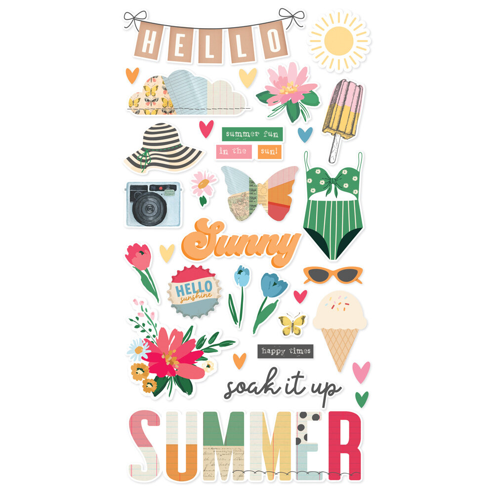 Simple Stories Sunny Days 6x12 Inch Chipboard Stickers (24517) Simple Stories Sunny Days 6x12 Inch Chipboard Stickers (24517)