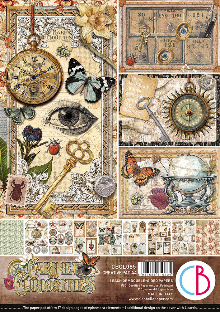 Ciao Bella Papercrafting Cabinet of curiosities A4 Creative Pad (CBCL085) Ciao Bella Papercrafting Cabinet of curiosities A4 Creative Pad (CBCL085)