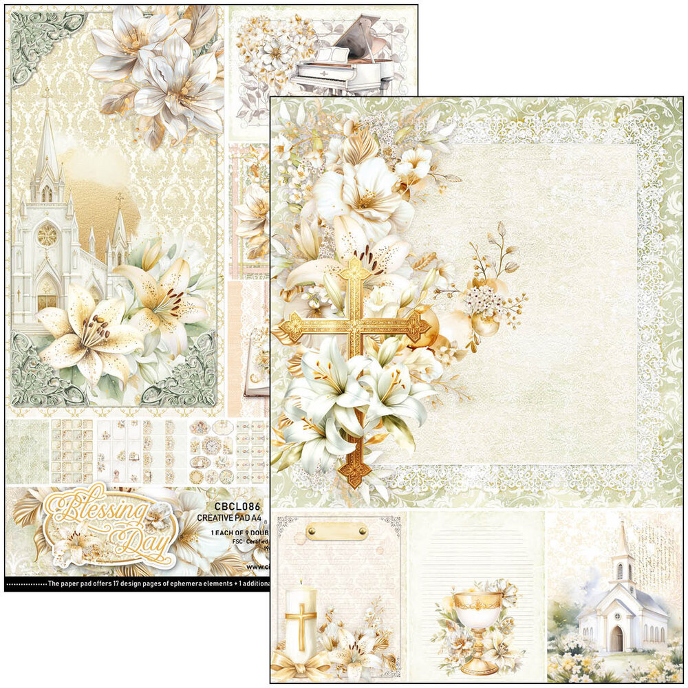 Ciao Bella Papercrafting Blessing Day A4 Creative Pad (CBCL086) Ciao Bella Papercrafting Blessing Day A4 Creative Pad (CBCL086)