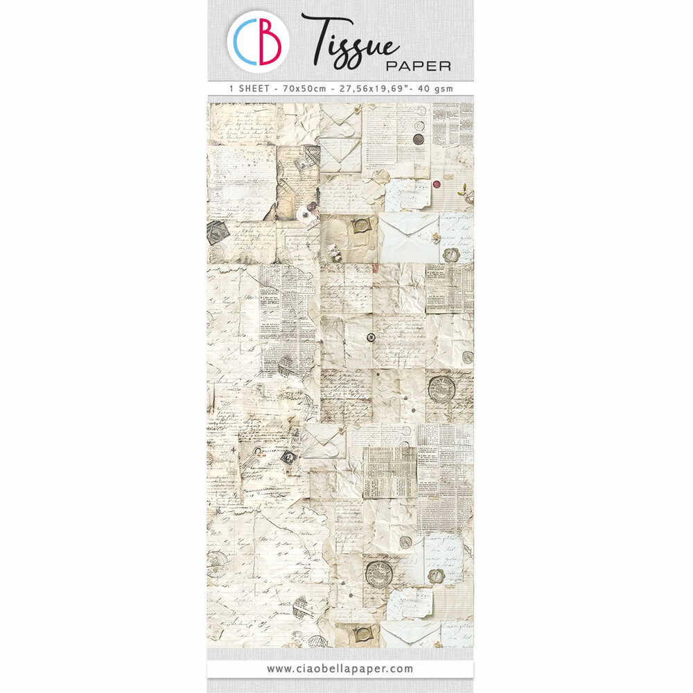 Ciao Bella Papercrafting Tissue Paper 69x49cm Antique Handwritten Letter (HT034) Ciao Bella Papercrafting Tissue Paper 69x49cm Antique Handwritten Letter (HT034)