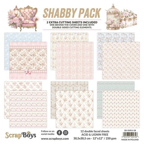 ScrapBoys Shabby Pack 12x12 Inch Paper Pad (SB-SHPA-08) ScrapBoys Shabby Pack 12x12 Inch Paper Pad (SB-SHPA-08)