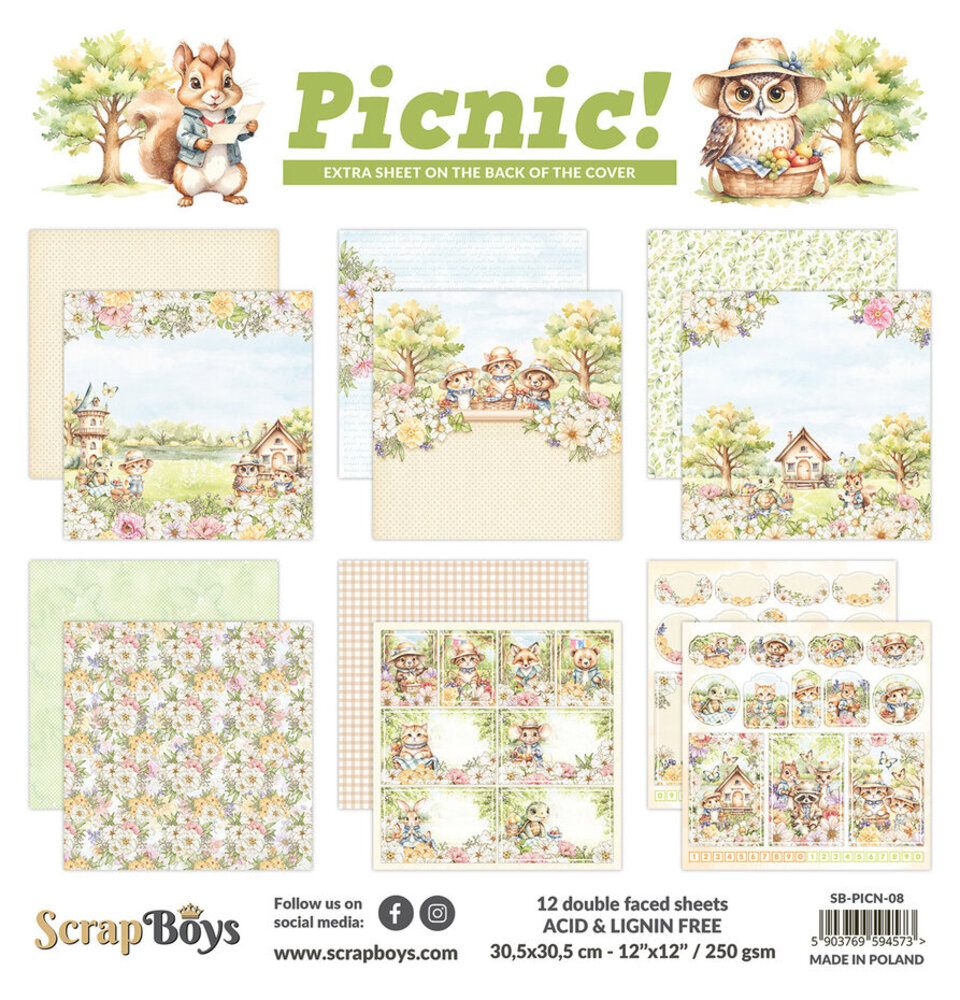 ScrapBoys Picnic! 12x12 Inch Paper Pad (SB-PICN-08) ScrapBoys Picnic! 12x12 Inch Paper Pad (SB-PICN-08)