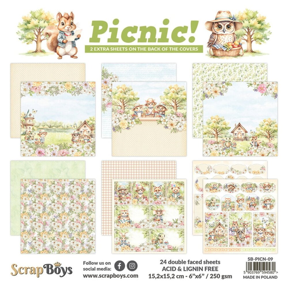 ScrapBoys Picnic! 6x6 Inch Paper Pad (SB-PICN-09) ScrapBoys Picnic! 6x6 Inch Paper Pad (SB-PICN-09)