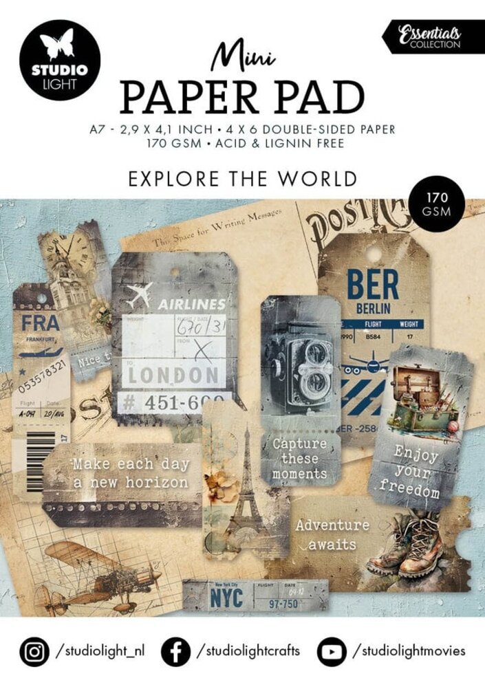 Studio Light Essentials Mini Paper Pad Explore the World (SL-ES-DPP304)