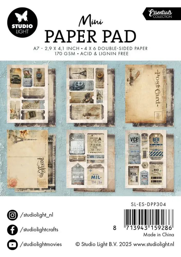 Studio Light Essentials Mini Paper Pad Explore the World (SL-ES-DPP304)