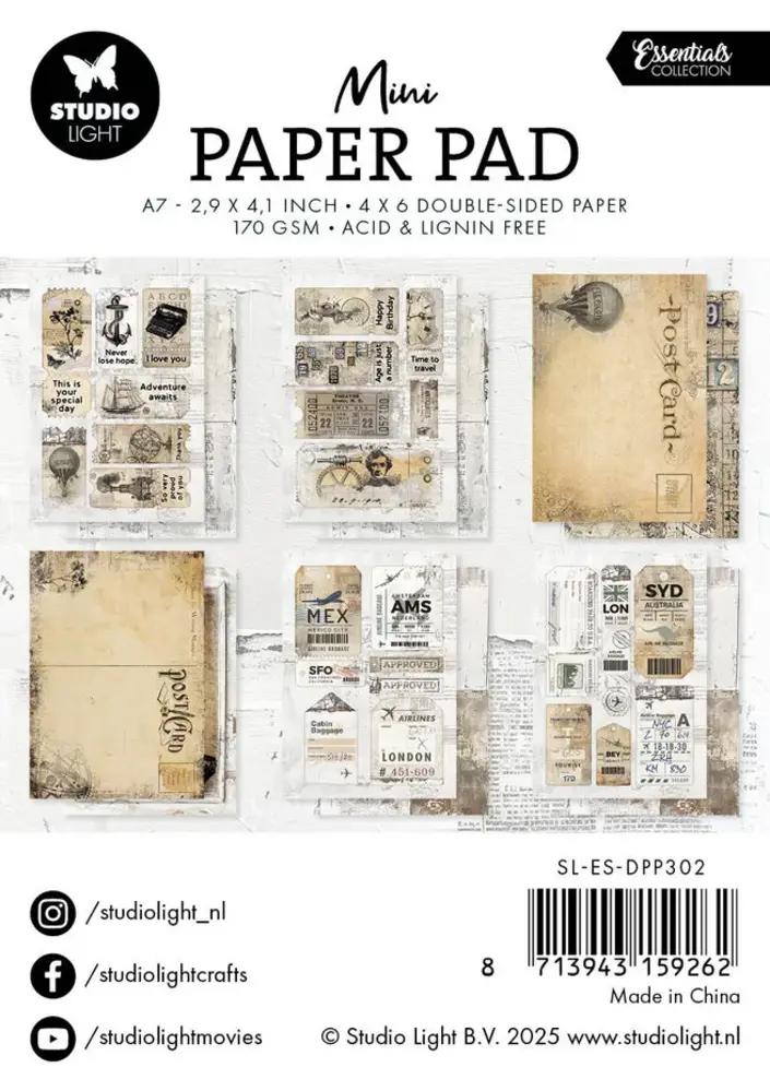 Studio Light Essentials Mini Paper Pad Vintage Inventions (SL-ES-DPP302)