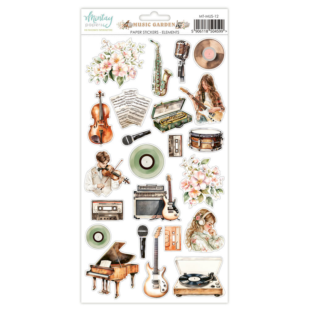 Mintay Music Garden 6x12 Inch Paper Stickers Elements (MT-MUS-12)