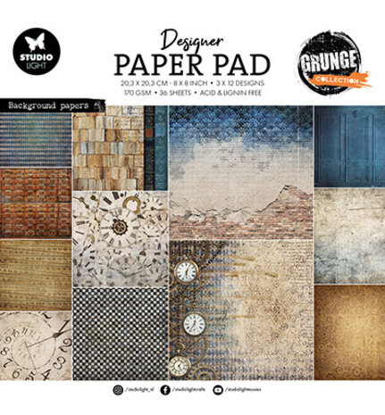 Studio Light Grunge 8x8 Inch Background Paper Pad (SL-GR-DPP313) Studio Light Grunge 8x8 Inch Background Paper Pad (SL-GR-DPP313)