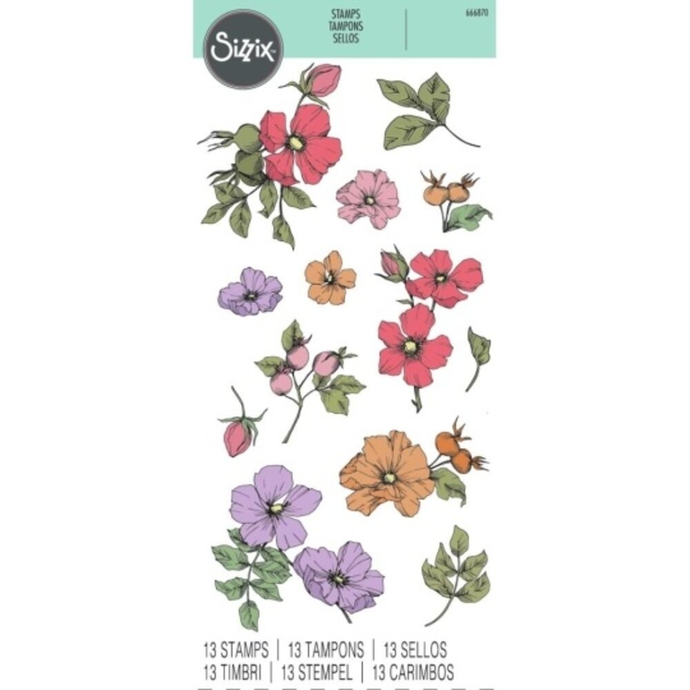Sizzix Lisa Jones Clear Stamps Wildflower Botanicals (666870)