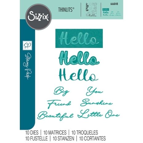 Sizzix Stacey Park Thinlits Die Set Hello Sentiment (666848)