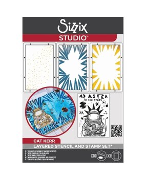 Sizzix Studio Cat Kerr Clear Stamps with Stencils Ad Astra (666753) Sizzix Studio Cat Kerr Clear Stamps with Stencils Ad Astra (666753)
