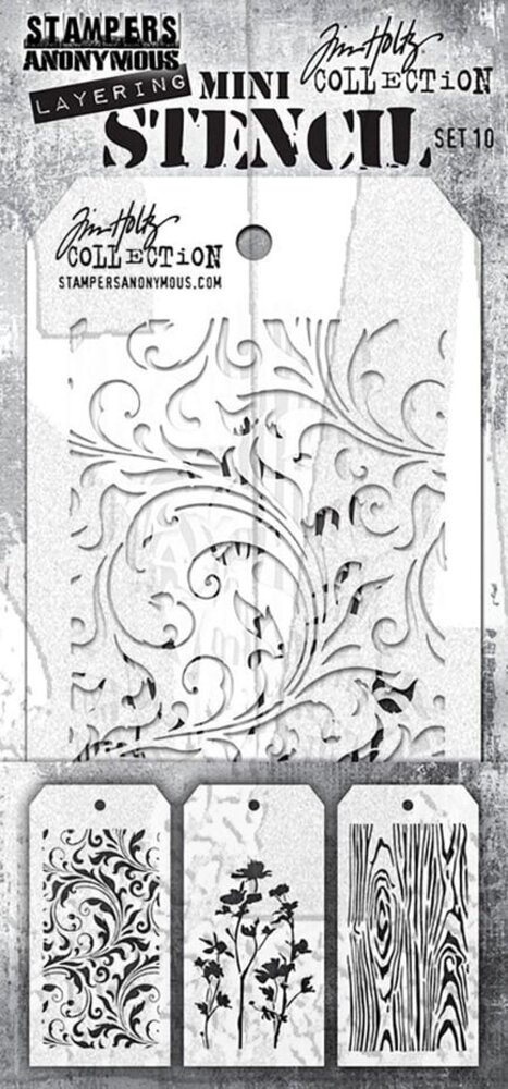Stampers Anonymous Curations Collection Tim Holtz Mini Layering Stencil Set 10 (THMST010)