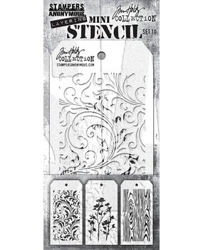 Stampers Anonymous Curations Collection Tim Holtz Mini Layering Stencil Set 10 (THMST010)