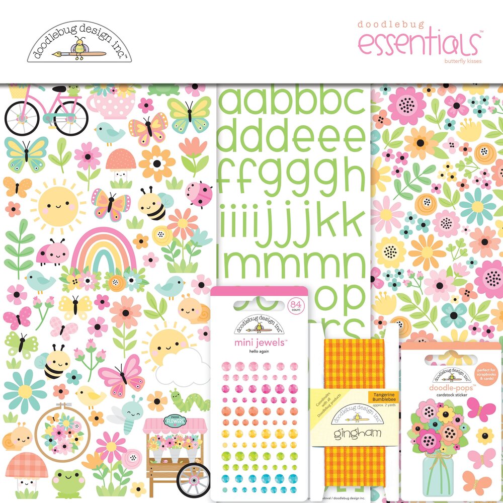 Doodlebug Design Inc. Butterfly Kisses 12x12 Inch Essentials Kit (8824)