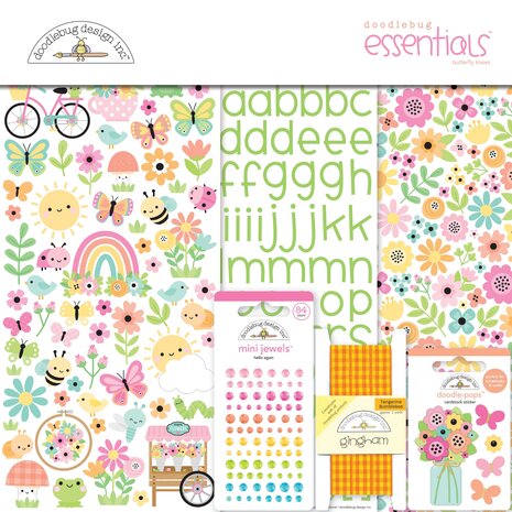 Doodlebug Design Inc. Butterfly Kisses 12x12 Inch Essentials Kit (8824)